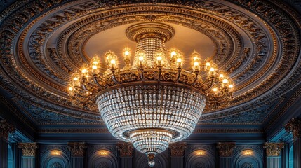 Obraz premium Grand Crystal Chandelier in Opulent Palace Interior