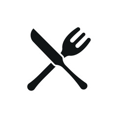 Fork and knife icon symbolizes dining, meal time, restaurant service, and elegant food experiences.