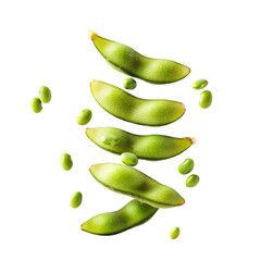 Edamame with half slices falling png