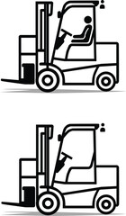 forklift truck and forklift silhouette icon design