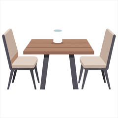 Minimalistic Modern Table and Chair Set with Sleek Lines and Wooden Texture in Neutral Colors