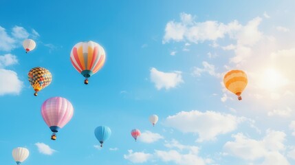Fototapeta premium Hot air balloons soaring, colorful skyward adventure hot