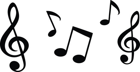 Fototapeta premium musical notes and songs vector silhouette on white background