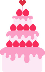 Strawberry cake decorated with fresh strawberries and cream. Perfect for dessert menus, birthday celebrations, bakery promotions, and sweet-themed designs Vector svg illustration 