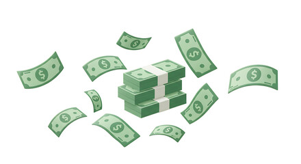 Floating and Stacked Currency: Symbolizing Wealth, Success, and Economic Prosperity