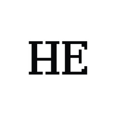 HE monogram logo design letter text name symbol monochrome logotype alphabet character simple logo