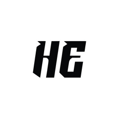 HE monogram logo design letter text name symbol monochrome logotype alphabet character simple logo