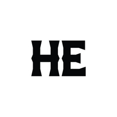 HE monogram logo design letter text name symbol monochrome logotype alphabet character simple logo