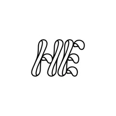 HE monogram logo design letter text name symbol monochrome logotype alphabet character simple logo