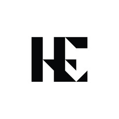 Fototapeta premium HE monogram logo design letter text name symbol monochrome logotype alphabet character simple logo