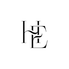 HE monogram logo design letter text name symbol monochrome logotype alphabet character simple logo