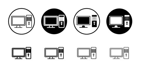 Desktop computer icon Flat illustration sign