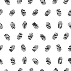 Popcorn pattern for packaging snacks. Popcorn fluffy flakes pattern. Popcorn Background pattern. doodle popcorn. popcorn seamless pattern background.