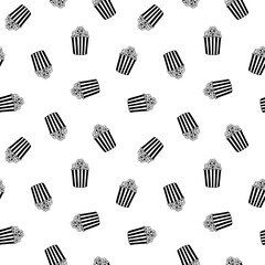 Popcorn pattern for packaging snacks. Popcorn fluffy flakes pattern. Popcorn Background pattern. doodle popcorn. popcorn seamless pattern background.