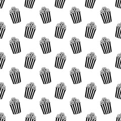 Popcorn pattern for packaging snacks. Popcorn fluffy flakes pattern. Popcorn Background pattern. doodle popcorn. popcorn seamless pattern background.