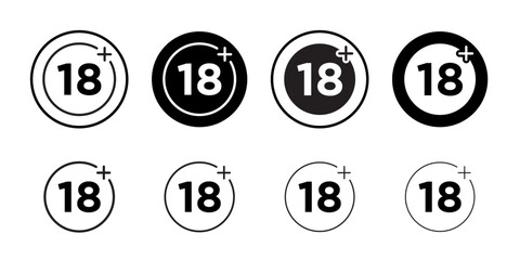 Eighteen plus icon Flat illustration sign