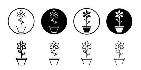 Flower in pot icon Flat illustration sign
