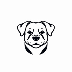 Dog Portrait: Simple Black and White Line Art Illustration.