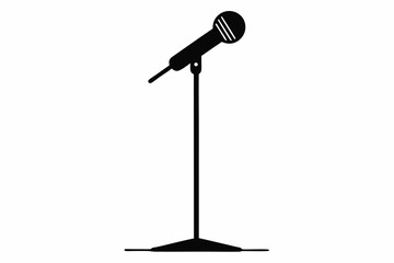mic stand silhouette vector illustration