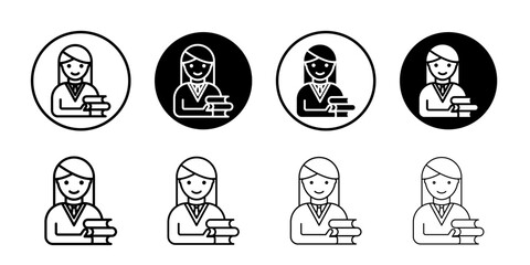 School girl icon Flat illustration sign