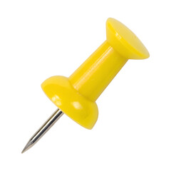 Yellow push pin isolated on transparent background