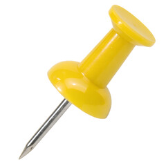 Yellow push pin isolated on transparent background