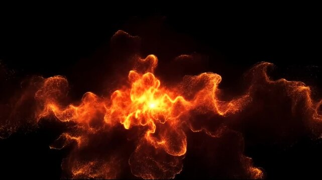 Exploding fire blast with shock shimmer, no background