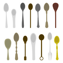 collection set of spoons with different shapes