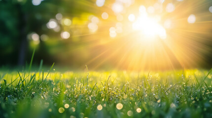 Fototapeta premium green grass and sun