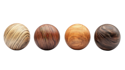 Different Collection of wooden ball isolated on transparent background