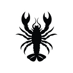 silhouette of a lobster with prominent claws.eps