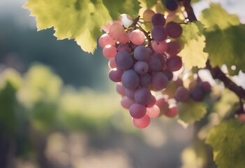 Fototapeta premium isolated pink grapevine cluster grape green background grow curl farm drink growing farming food decoration fruit bordering tree branch botanical berry vine decorative border wine fresh bunch frame