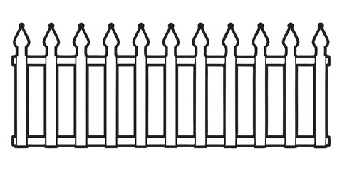 garden fence doodle hand drawn vector icon. Outline drawing garden wooden fence line clipart symbol vector illustration