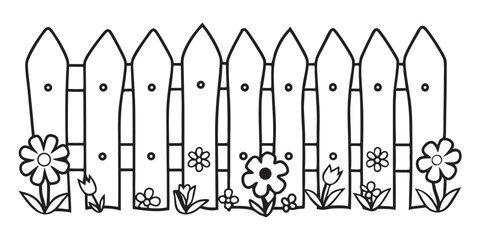garden fence doodle hand drawn vector icon. Outline drawing garden wooden fence line clipart symbol vector illustration