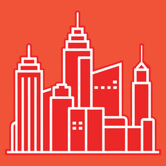 Fototapeta premium City skyline illustration whit solid colour outline.