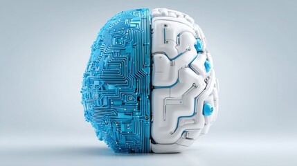 A computer brain illustration depicting the usa china digital brain split along ai protocols and technological divides