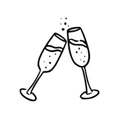 clinking champagne glasses vector drawing