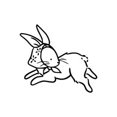 cute bunny with bandana vector drawing