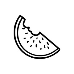 outline bitten  watermelon slice vector illustration