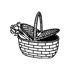 Obraz premium vintage style flowers basket vector graphic
