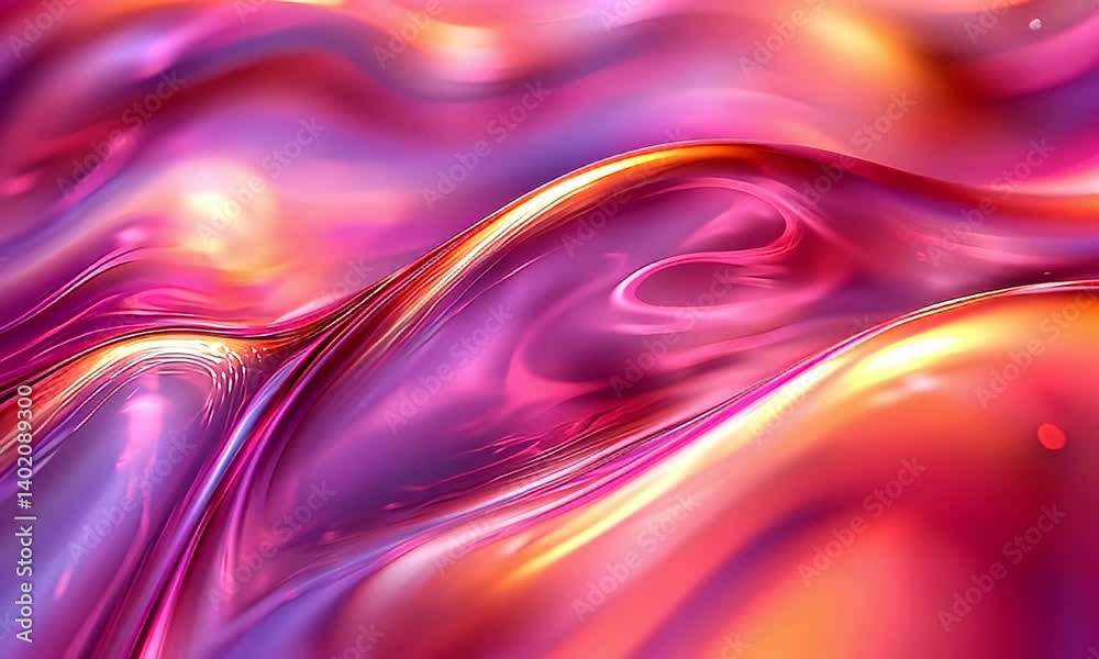 Wall mural abstract colorful fluid waves with smooth textures and iridescent effects creating a dreamy digital 