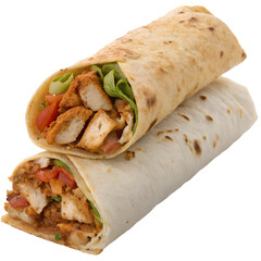 Grilled Chicken Wrap Roll Isolated on Transparent Background