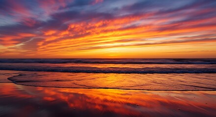 Fototapeta premium Ocean's Fiery Embrace AI Generated