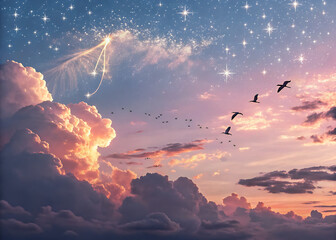 Dreamy Surreal Sky Abstract Art with Fantasy Pastel Colors