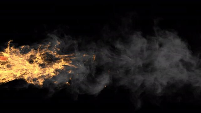 Running fire horse - 3d render with alpha channel.