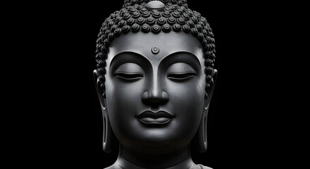 Lord Buddha Face on Vesak Day &ndash; Serene Buddhist Portrait for Spiritual and Cultural Themes
