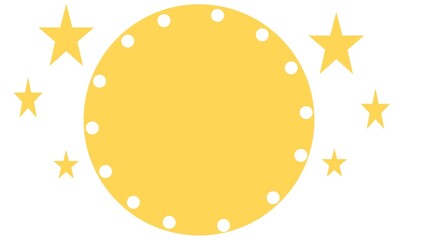 Yellow circle frame with dot and star pattern decoration