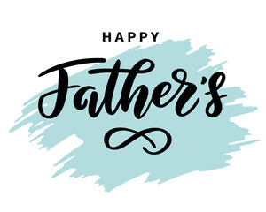Elegant Script "Happy Father's Day" on Light Blue Brush Stroke