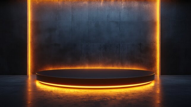 High-end podium with smooth edges and brilliant shine, accentuated by soft lighting