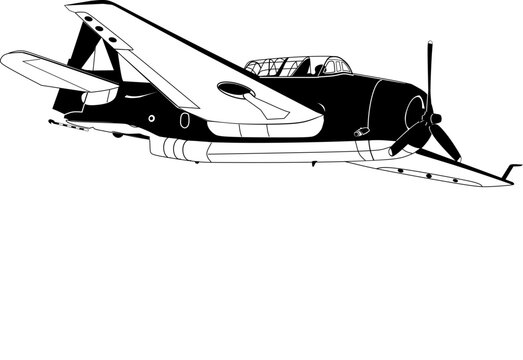 Vintage military  Fighter plane, Grumman Avenger torpedo bomber plane 